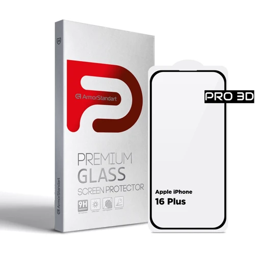Захисне скло для iPhone ArmorStandart Tempered Glass Pro 3D Black для iPhone 16 Plus (ARM78033)
