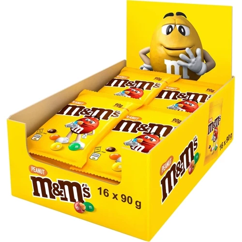 Упаковка драже M&M's з арахісом та молочним шоколадом 16x90 г (УП5000159541220)