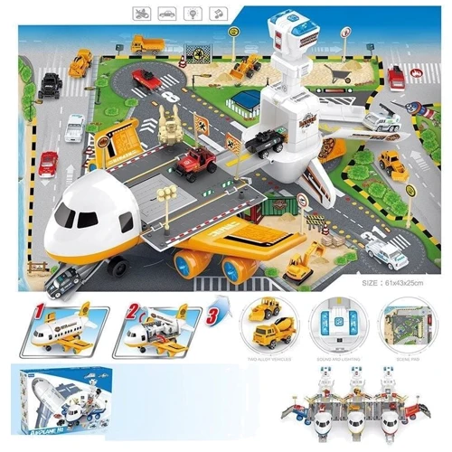 Самолет подсветка, 2 машинки, желтый (E 7002 00025)