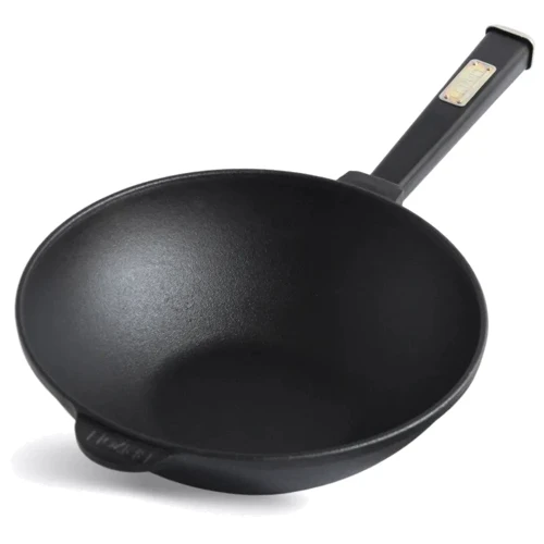 Сковорода Brizoll Wok Black чугунная со стеклянной крышкой 2.8л 260х80мм (W26HP1-6): Материал корпуса чугун