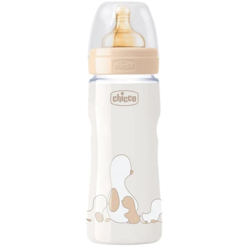 Бутылочка для кормления пластиковая Chicco Original Touch с латексной соской 4м+ 330 мл Бежевая (27634.30): Материал пластик