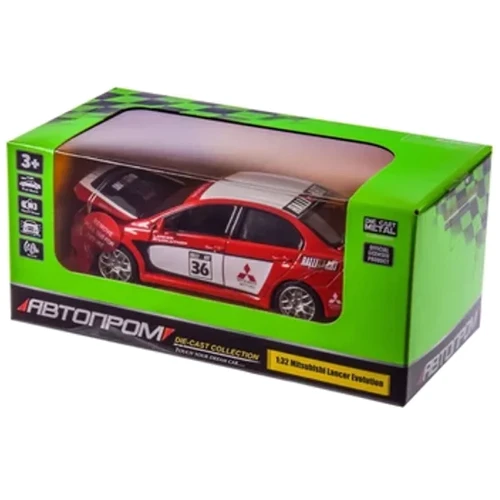 Машинка металлическая Автопром Mitsubishi Lancer Evolution красная (68410): Материал Пластик, Металл