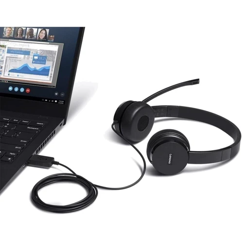 Наушники Lenovo 100 Stereo USB Headset (4XD0X88524): Тип крепления оголовные