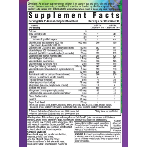 Bluebonnet Nutrition Rainforest Animalz, Multiple Complete Daily, 180 Chewables (BLB0191): Тип Мультивитамины