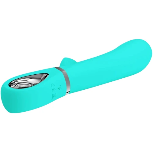 Вибратор с мягкой головкой и клиторальной стимуляцией LYBAILE Pretty Love Thomas USB Тurquoise (BI-014621-4)
