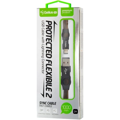 Кабель Gelius USB Cable to Lightning Pro Flexible 2 1m Black (GP-UC07i): Длина 1 м