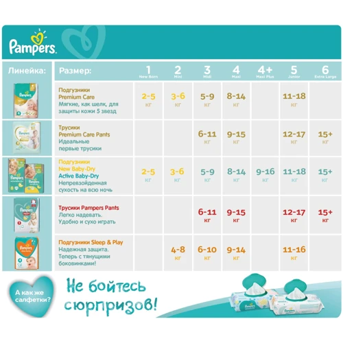 Підгузки Pampers Sleep & Play Maxi Розмір 4 (9-14 кг), 50 шт (8001090669056): Вага 9-14 кг