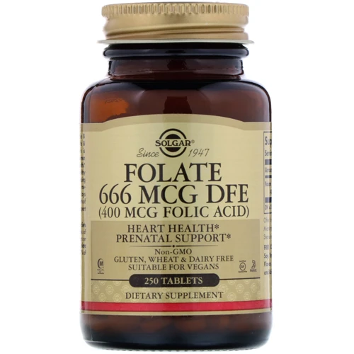 Solgar Folic Acid, 400 mcg, 250 Tab Фолієва кислота (SOL-01081)