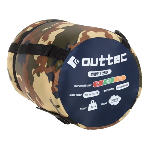 Спальний мішок Outtec Mummy кокон камуфляж (5907766665939): Наповнювач синтепон 250гр/м2