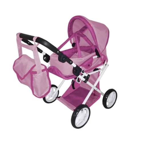 Коляска для куклы Carello Unico Rose с сумкой (9346+BAGROSE)