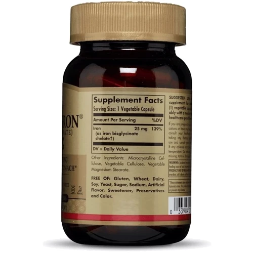 Solgar Gentle Iron 25 mg 90 Veggie Caps Железо (SOL-01249): Тип Железо