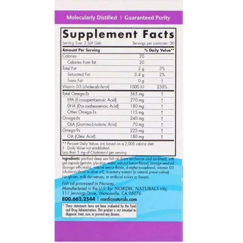 Nordic Naturals Complete Омега-D3, Lemon Flavor, 1000 mg, 60 Softgels (NOR01778): Тип Омега 3