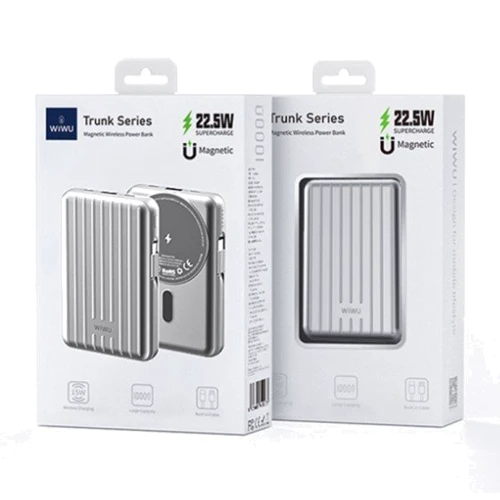 Внешний аккумулятор WIWU Power Bank 10000mAh Trunk 22.5W Magnetic Wireless Silver фото 8