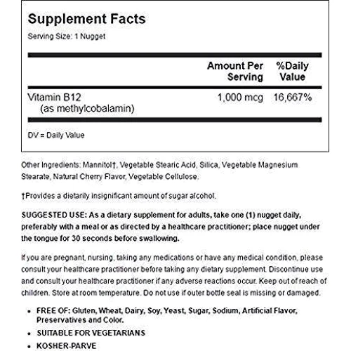 Solgar Sublingual Methylcobalamin (Vitamin B12) 1000 mcg 30 Nuggets: Тип вітамін B