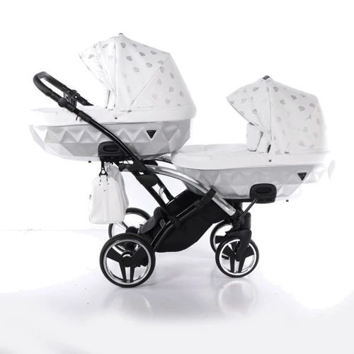 Универсальная коляска для двойни 2 в 1 Junama Glow Duo Slim 03, белый с серебристым (J-G-DUOs-03): Количество блоков 2
