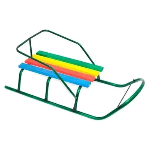 Санки Классик круглые полозья зеленые с ручкой (22629)