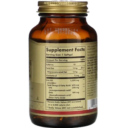Solgar Omega-3 Kosher 675 mg Солгар Омега 3 кошерная 50 гелевых капсул: Тип Омега 3