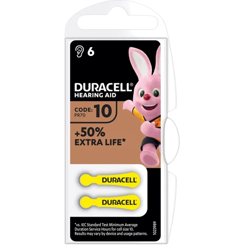 Батарейки Duracell для слуховых аппаратов размер 10, 6 шт. фото 1