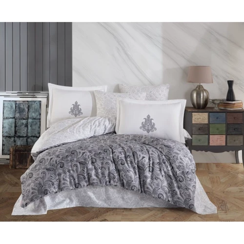 Комплект постельного белья HOBBY Exclusive Sateen Mirabel сатин евро серый (168114)
