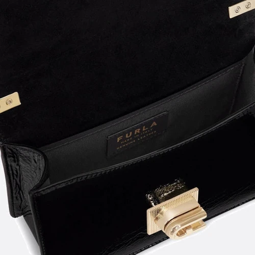 Женская сумка кросс боди Furla 1927 Mini Crossbody 20 Bafkaco черная (BAFKACOA.0301O6000): Фактура Глянцевая