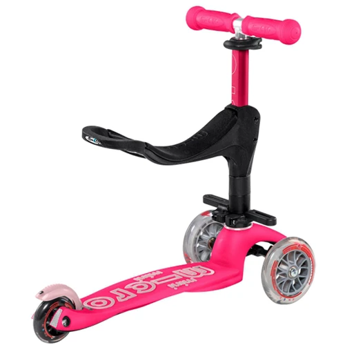 Самокат MICRO Mini 3in1 Deluxe Plus – Розовый (до 50 kg, до 20 kg с сидением, 3-х кол.) MMD079: Максимальная допустимая нагрузка, кг 50 / 20