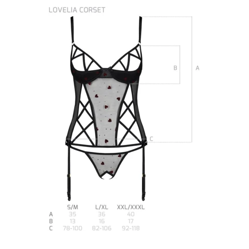 Эротический комплект Passion LOVELIA CORSET black XXL/XXXL