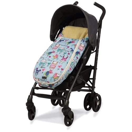 Зимовий конверт-кокон на натуральній овчині доречі Baby XS Малюнки на блакитному тлі фото 3
