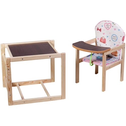 Стульчик- трансформер Наталка Зайчик-01 эконом белый (сердечки, сумки,бантики) (623058)