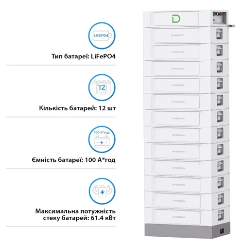 Аккумуляторная батарея Dyness STACK100-12 12xS51100, 61.44kW, 614.4V, 100Ah,LiFePO