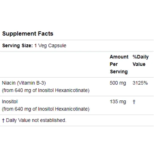 Now Foods Flush-Free Niacin 500 mg Double Strength 90 Veg Capsules (NF0498): Форма выпуска Капсулы