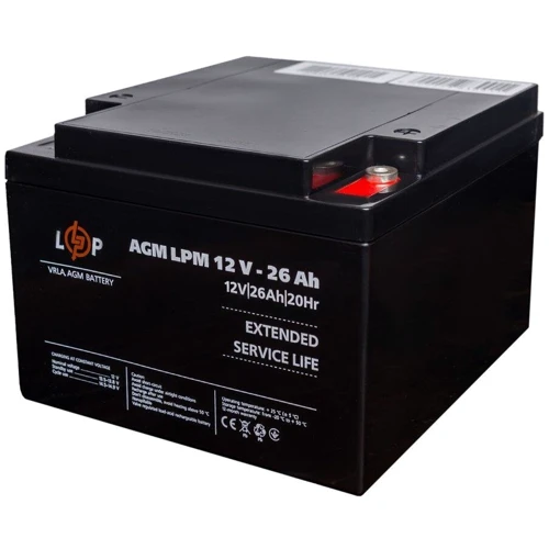 Аккумуляторная батарея LogicPower LPM 12V 26Ah под болт М5, AGM (22883): Напряжение, В 12