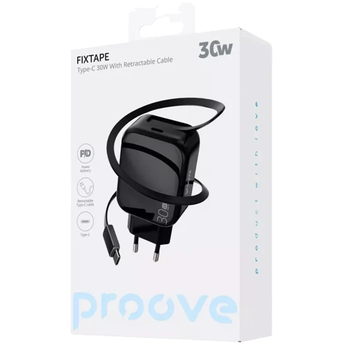 Зарядное устройство Proove Wall Charger USB-C Fixtape GaN 30W Black (WCFP30010201): Тип сетевое