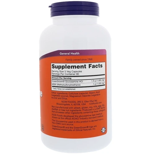 Now Foods Vegetarian Glucosamine & MSM, 240 Veg Capsules (NOW-03131)