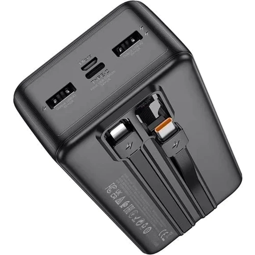 Внешний аккумулятор Hoco Power Bank 20000mAh J118A with Cable Black: Встроенный кабель Apple Lightning / USB Type-C