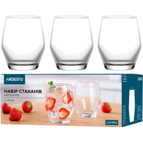 Набор низких стаканов Ardesto Loreto 370 мл 3 шт. (AR2637LLT): Материал стекло