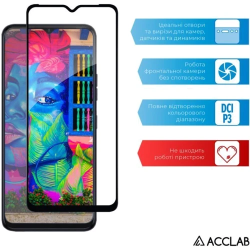 Аксесуар для смартфона ACCLAB Tempered Glass Full Glue Black for Tecno Spark 10C: Колір черный
