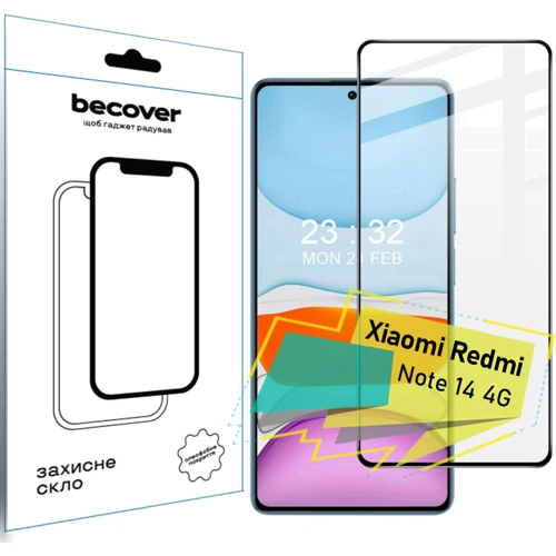 BeCover Tempered Glass Black for Xiaomi Redmi Note 14 4G (713099)