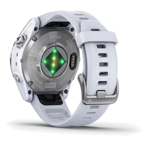Смарт-часы Garmin Epix Pro (Gen 2) 42mm Silver with Whitestone Band (010-02802-01): Фитнес-функции Шагомер, Умный будильник, Секундомер, Пульсометр, Пульсоксиметр, Подсчет калорий, Альтиметр, GPS-мод