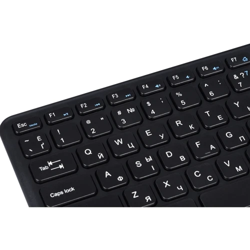 Клавиатура 2E KT100 WL (2E-KT100WB) Black: Дополнительно без цифрового блока, украинская раскладка, встроенный тачпад