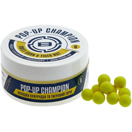 Приманка и прикормка Бойл Brain fishing Champion Pop-Up Sweet Corn Tiger Nut (кукуруза + орех) 08mm 34g (1858.21.39)