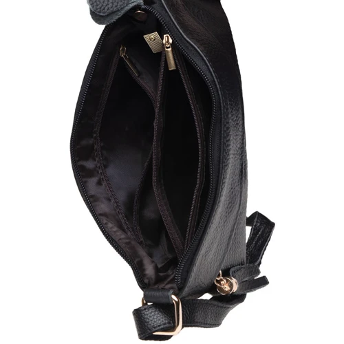Женская сумка через плечо Keizer черная (K11181-black): Материал Натуральная кожа