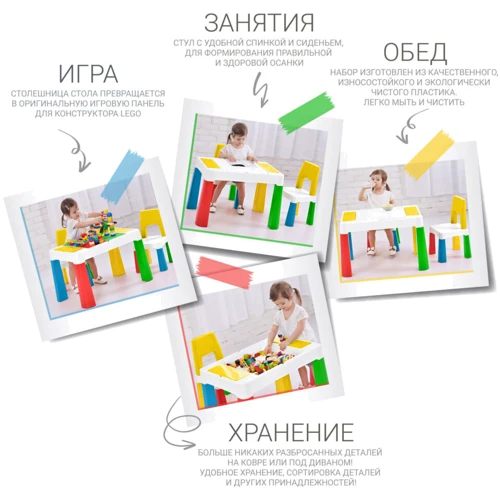 Детский многофункциональный столик Poppet Колор Йеллоу 5 в 1 и стульчик (2035007): Возрастная группа от 1 года