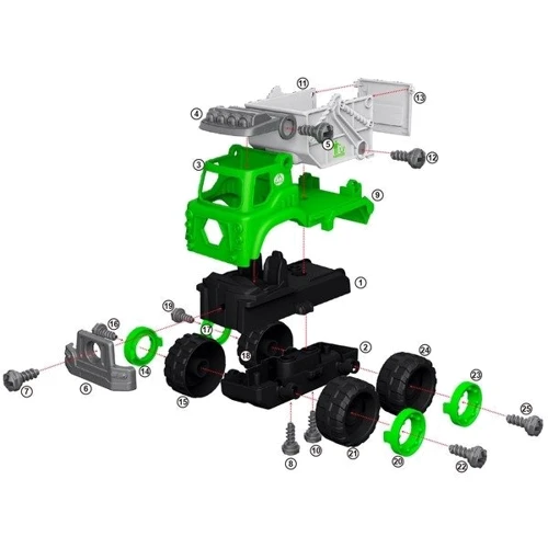 Конструктор DIY Spatial Creativity самоскид 25 деталей (LM9042): Кількість деталей, шт. 25