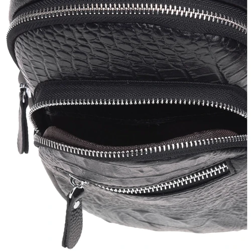 Чоловіча сумка-слінг Borsa Leather чорна (K1142-black): Стиль Повсякденний (Casual)