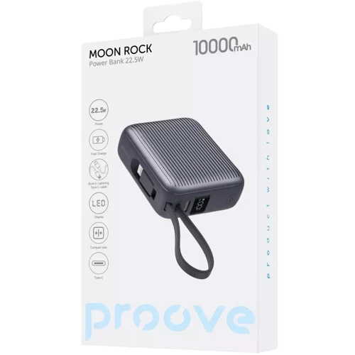 Внешний аккумулятор Proove Power Bank 10000mAh Moon Rock 22.5W Gray (PBM122012105): Встроенный кабель Apple Lightning / USB Type-C