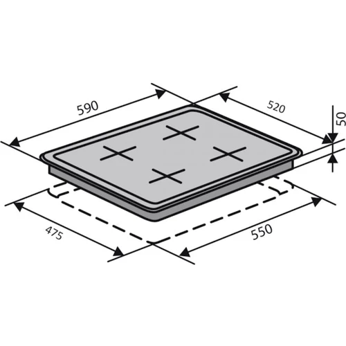 Варочная поверхность газовая Ventolux HG640 B2 S (X): Расположение панели спереди