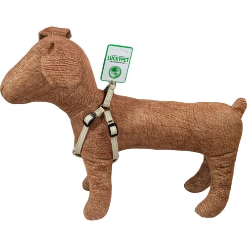 Шлея Lucky Pet кожаная двойная 1x23-30 см бежевая (4820224217703) фото 2