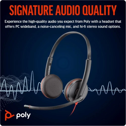 Наушники Poly BlackWire C3225 USB HS Stereo: Тип крепления оголовные