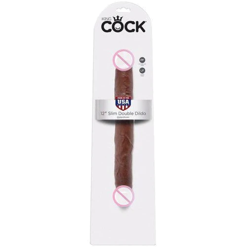 Двойной фаллоимитатор King Cock 12" Slim Double Dildo, 30x3.3 см, коричневый