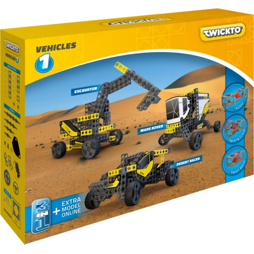 Конструктор TWICKTO Vehicles #1 МАРСОХОД, БАГГИ, ЭКСКАВАТОР, 338 деталей